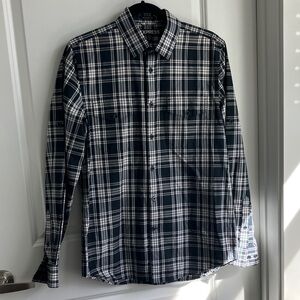 Express Men's Black and White Checkered Shirt